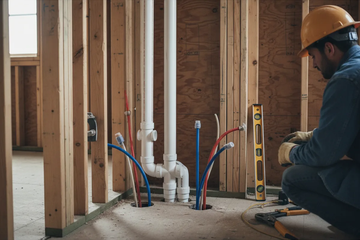 Drain and supply rough-in during Drain Cleaning in Misenheimer