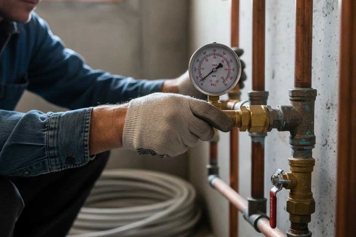 Pressure testing a repaired line during Water Line Repair in Misenheimer